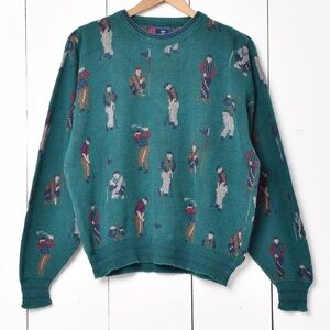 Vintage crew neck golf knit  sweater- men’s XL